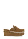 Mou Clog Leather Slipper-mule In Leather Color Suede In Brown