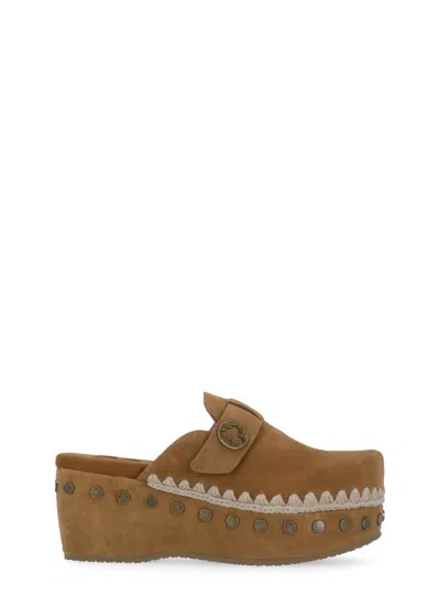 MOU CLOG SLIPPER-MULE IN LEATHER COLOR SUEDE