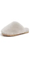 Mou Gray Patch Shearling Slippers In Gray