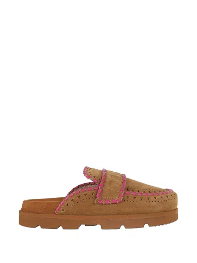 Mou Contrast-trim Mules In Blue