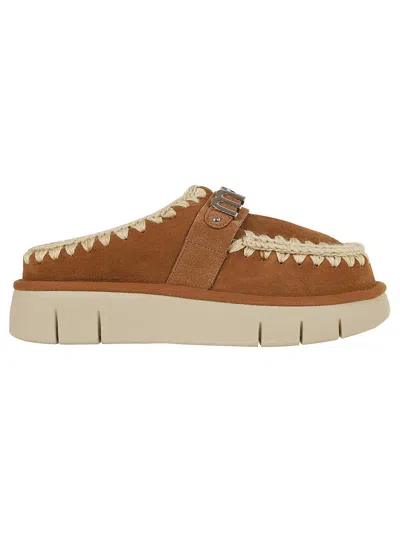 MOU MOU COZY BROWN SUEDE SLIPPERS
