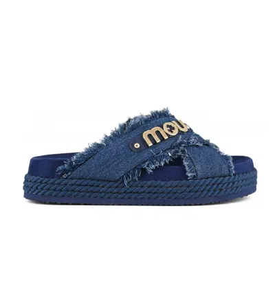 Mou Criss Cross Sandal Denim In Blue