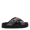 Mou Crisscross Flats In Black Raffia In Black