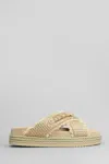 Mou Crisscross Flats In Beige Raffia In Beige