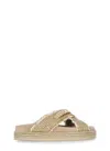 Mou Gold Criss-cross Rafia Sandals