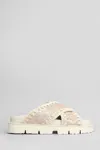 Mou Crisscross Flats In Rose-pink Leather In Pink