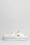 Mou Crisscross Slipper-mule In White Fabric In White