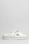 Mou Crisscross Slipper-mule In White Fabric In White