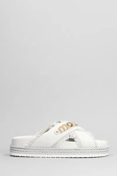 Mou Crisscross Slipper-mule In White Fabric