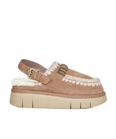 Mou Crochet Platform Sandals In Brown