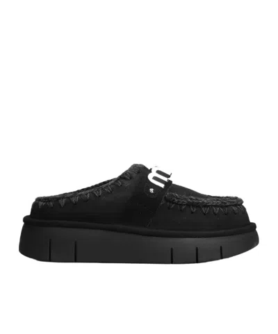 Mou Crochet Slip-on Sandals In Black