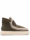 Mou Crochet Stitch-trim Sneaker Boots In Green