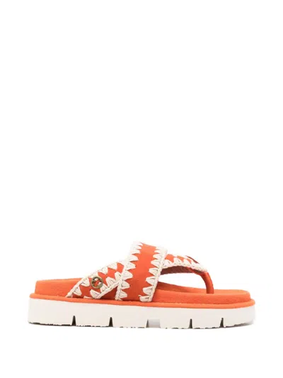 Mou Crochet-detail Sandals In Multi