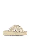 CROCHET-STITCH BUCKLED SANDALS