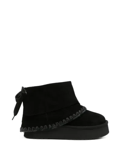 Mou Crochet-trim Bow-detail Boots In Animal Print