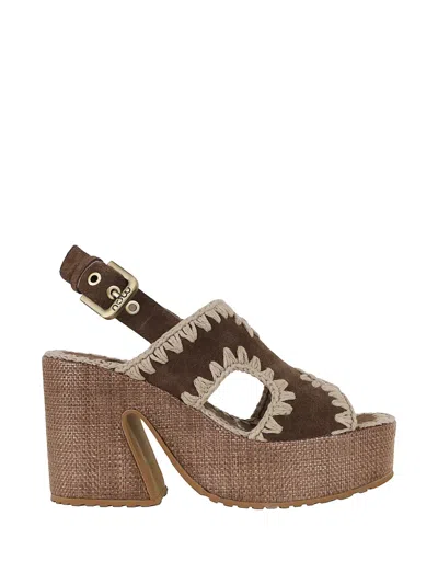 Mou Crochet-trim Platform Sandals In Multi