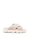 Mou Crochet-trim Crossover-strap Sandals In Neutral