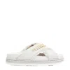 Mou Cross-strap Canvas Sandals With Frayed Edges