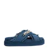 Mou Denim Cross-strap Sandals With Rubber Platform Sole