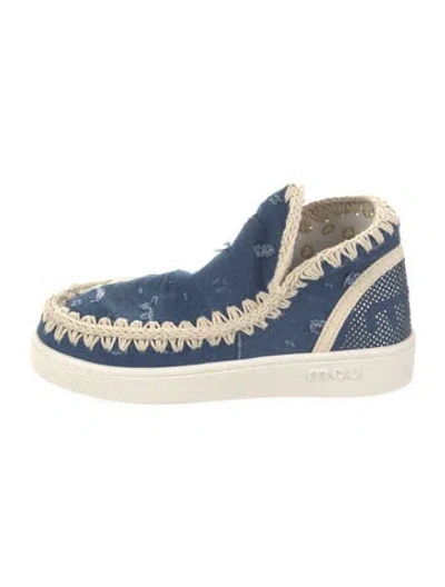 Pre-owned Mou Denim Printed Lace-up Boots W/ Tags In Blue