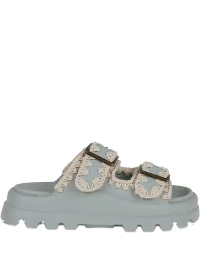 Mou Eva Crochet-trim Buckle-strap Sandals In Animal Print