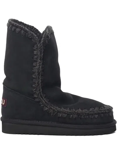 Mou 24 Shearling-lined Suede Mid-calf Boots In Black