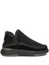 Mou Double-face Sheepskin Slip-on Sneakers In Black