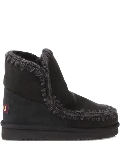 Mou Double-face Stitch-detail Boots In Black