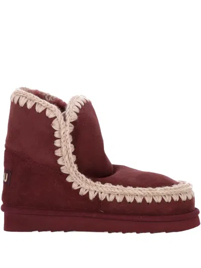 Mou Double-face Stitch-detail Boots In Red