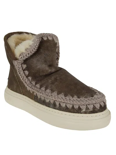 Mou Double-face Sheepskin Crochet Boots In Gray