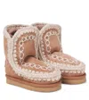 Mou Embroidered Shearling-lined Suede Boots In Brown