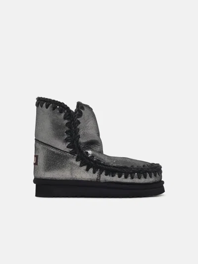Mou 'eskimo 18' Black Sheepskin Ankle Boots In Animal Print