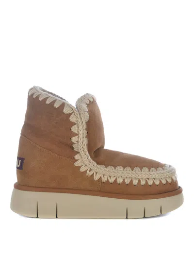 Mou Eskimo Brown Slip-on Boots With Rear Logo In Suede Woman