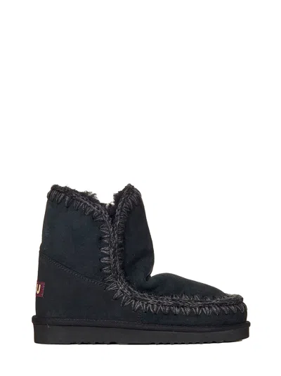 Mou Eskimo 18 Rhinestone Logo Ankle Boots In Black