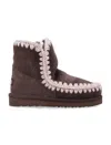Mou Eskimo 18 Sheepskin Boots With Crochet Stitching In Brown