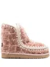Mou Eskimo 18 Low Heels Ankle Boots In Rose-pink Leather In Pink