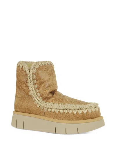 Mou Eskimo 18 Bounce Crochet-trim Sheepskin Boots In Brown