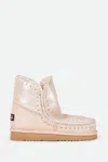 Mou Eskimo 24 Low Heels Ankle Boots In Rose-pink Glitter In Rosa