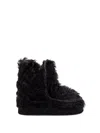 Mou Goat Fur Ankle Boots In Black