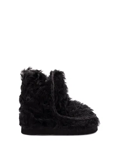 Mou Goat Fur Ankle Boots In Black