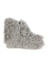 Mou Textured Faux Fur Ankle Boots In Gray