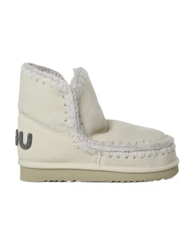 Mou Eskimo 18 Contrast Stitched Ankle Boots In Neutral