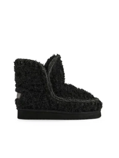 Mou Eskimo 18 Crochet-stitch Ankle Boots In Black