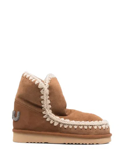 Mou Eskimo 18 Crochet-trim Ankle Boots In Brown