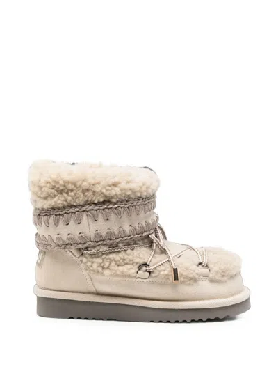 Mou Eskimo 18 Crochet-trim Ankle Boots In Neutral