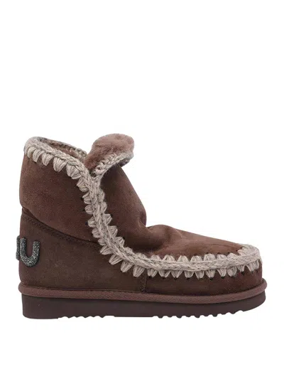Mou Eskimo 18 Glitter Logo Booties In Brown