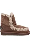 Mou Eskimo 18 Sheepskin Boots With Crochet Stitching In Brown