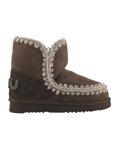 Mou Eskimo 18 Glitter Logo Slip-on Ankle Boots In Brown