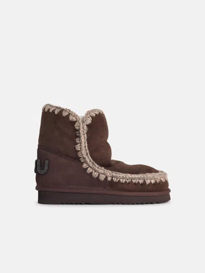 Mou 'eskimo 18 Glitter Logo' Suede And Brown Pepper Ankle Boots