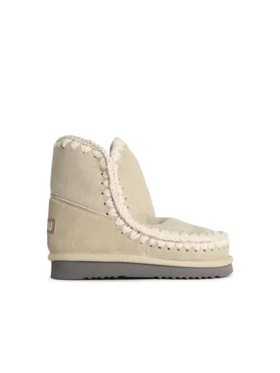Mou 'eskimo 18 Glitter Logo' Vanilla Suede Ankle Boots In Neutral